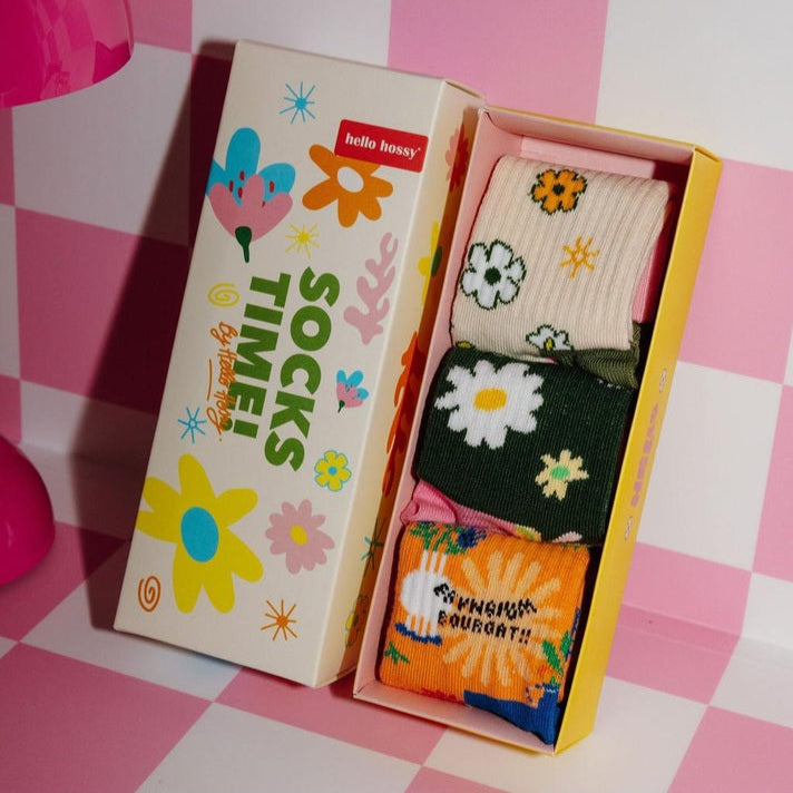 Coffret cadeau chaussettes enfant Hello Hossy Wildflowers