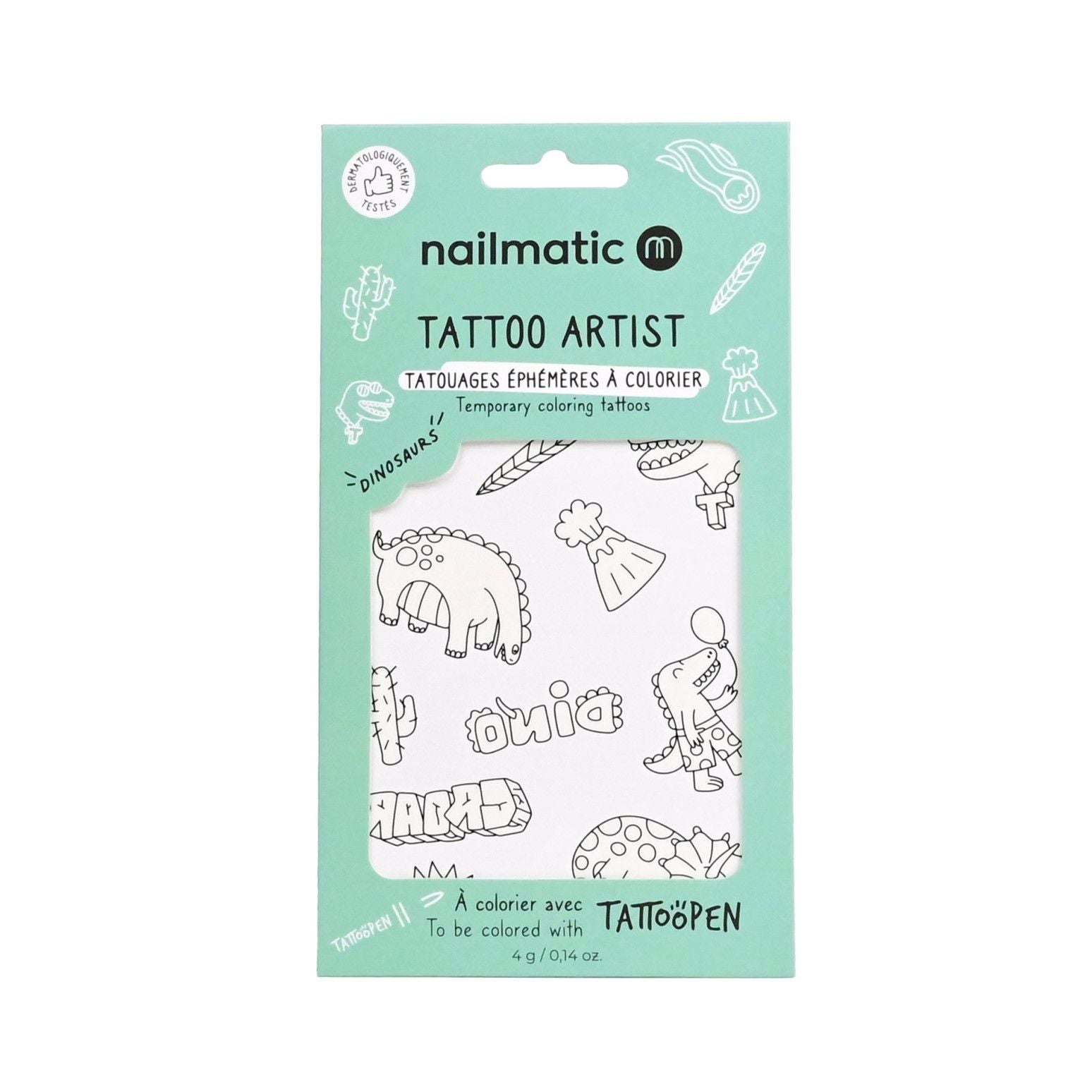 Tattoo Artist 12 Tatouages à colorier Nailmatic Dinosaures