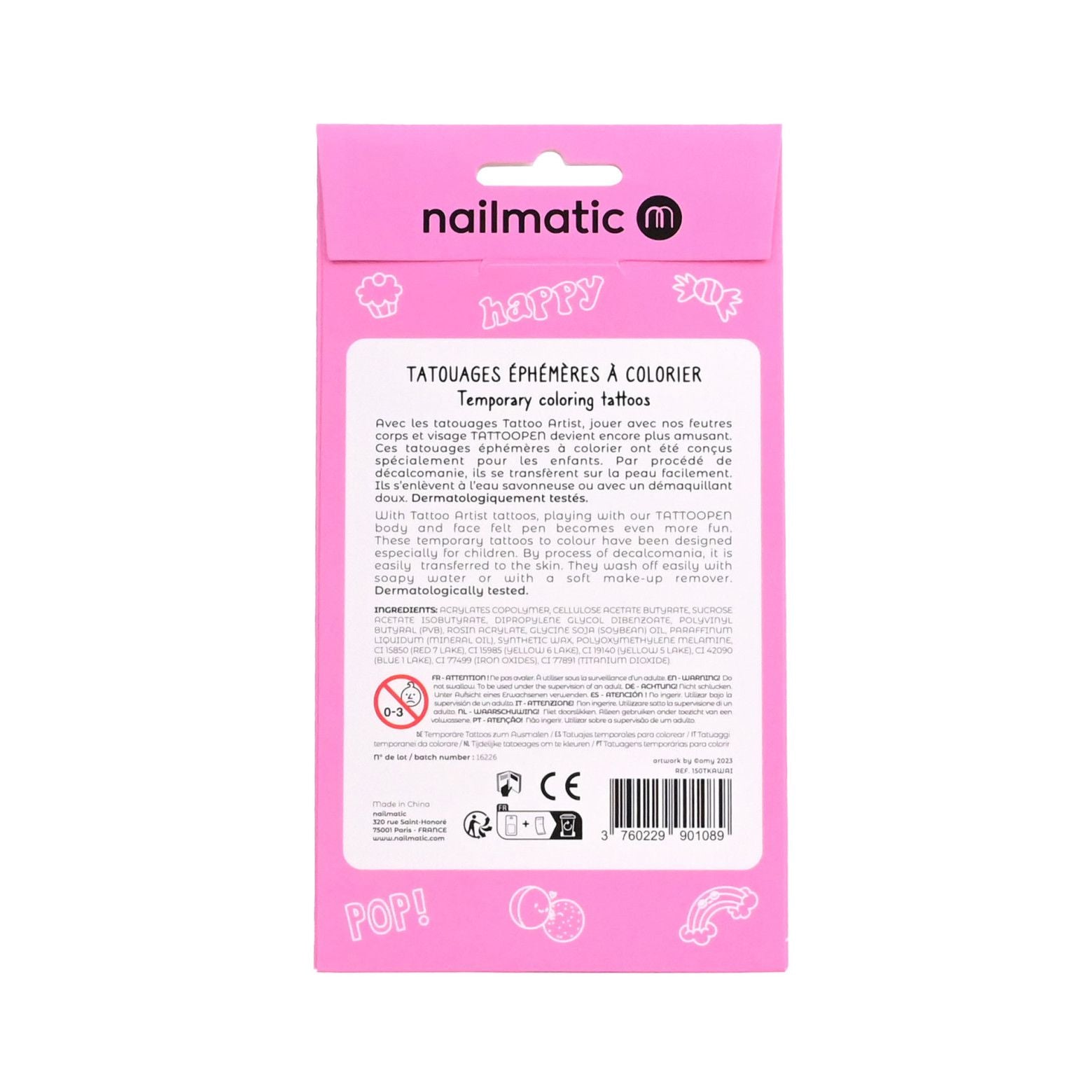Tattoo Artist 12 Tatouages à colorier Nailmatic Kawaii
