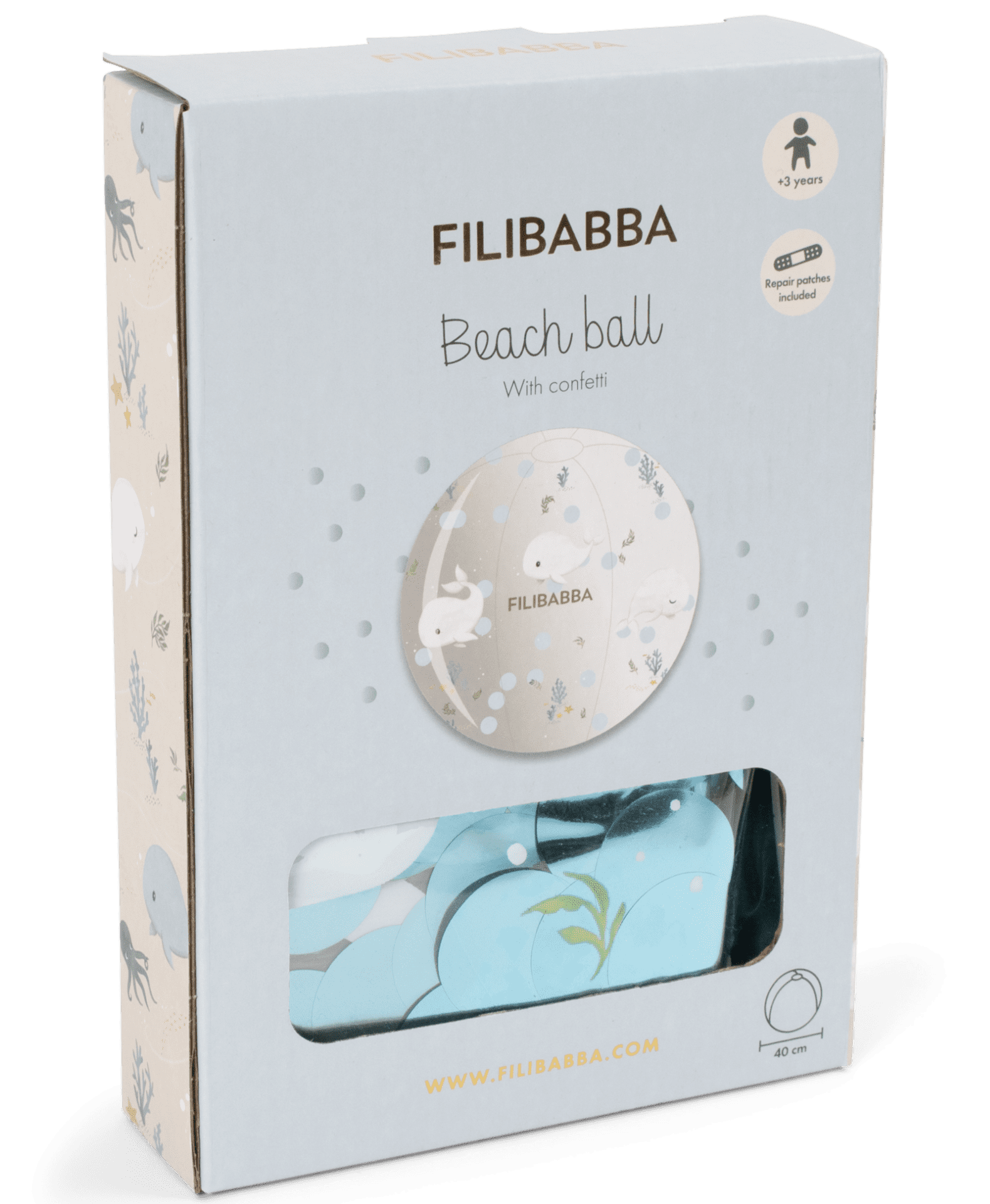 Ballon paillette gonflable Alfi Filibabba Baleine bleue