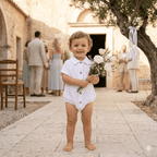 Barboteuse col chemise bébé garçon BB&CO coton blanc