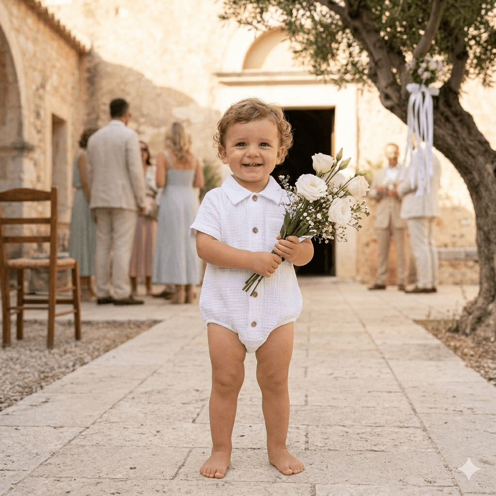 Barboteuse col chemise bébé garçon BB&CO coton blanc
