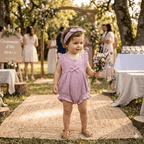 Barboteuse bébé fille et bandeau BB&CO gaze coton rose