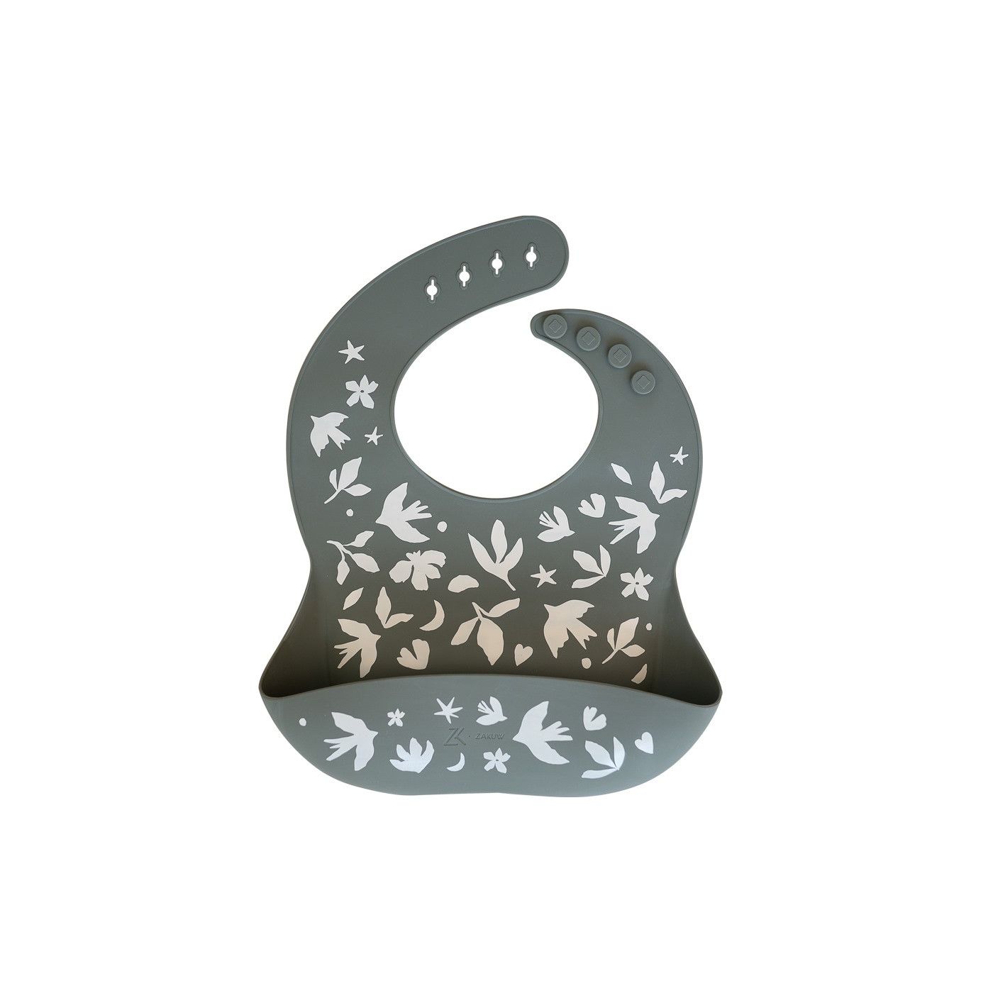 Bavoir en silicone pour bébé Zakuw Birdy vert sauge