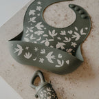 Bavoir en silicone pour bébé Zakuw Birdy vert sauge