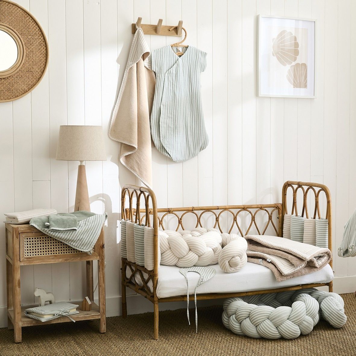Cape de bain bébé ultra douce BB&CO Soft Stripes beige