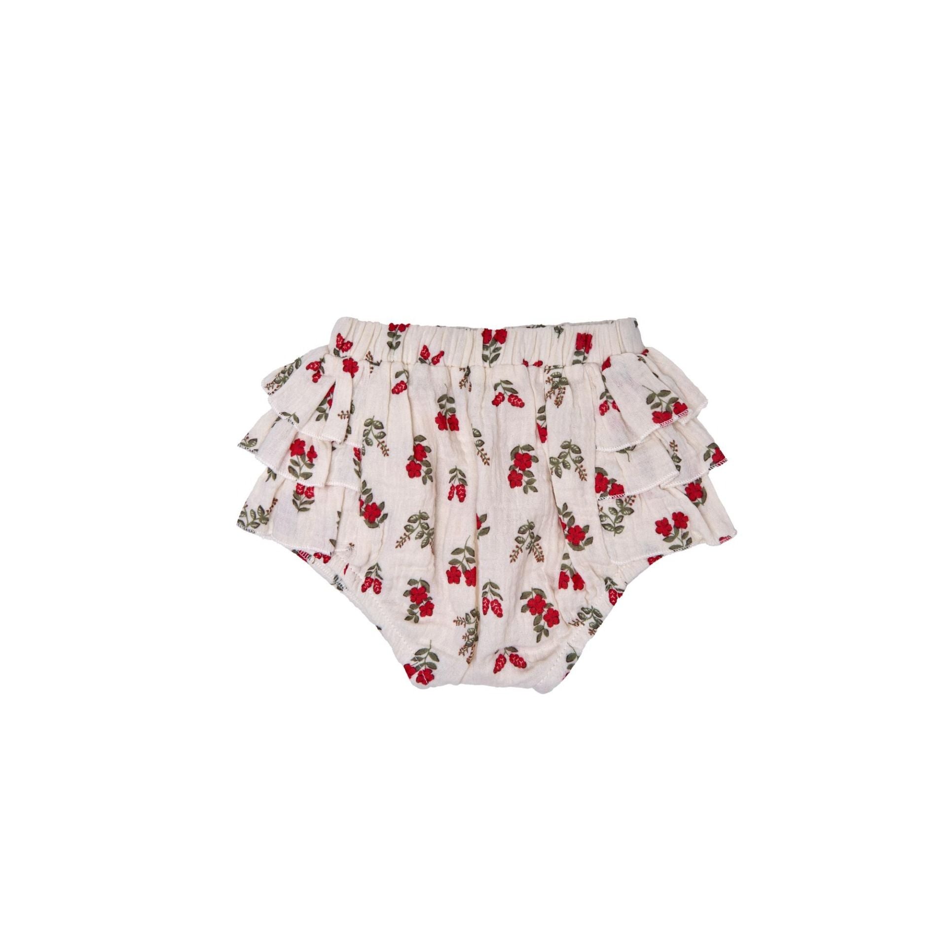 Bloomer froufrou bébé fille BB&CO gaze fleurs rouges