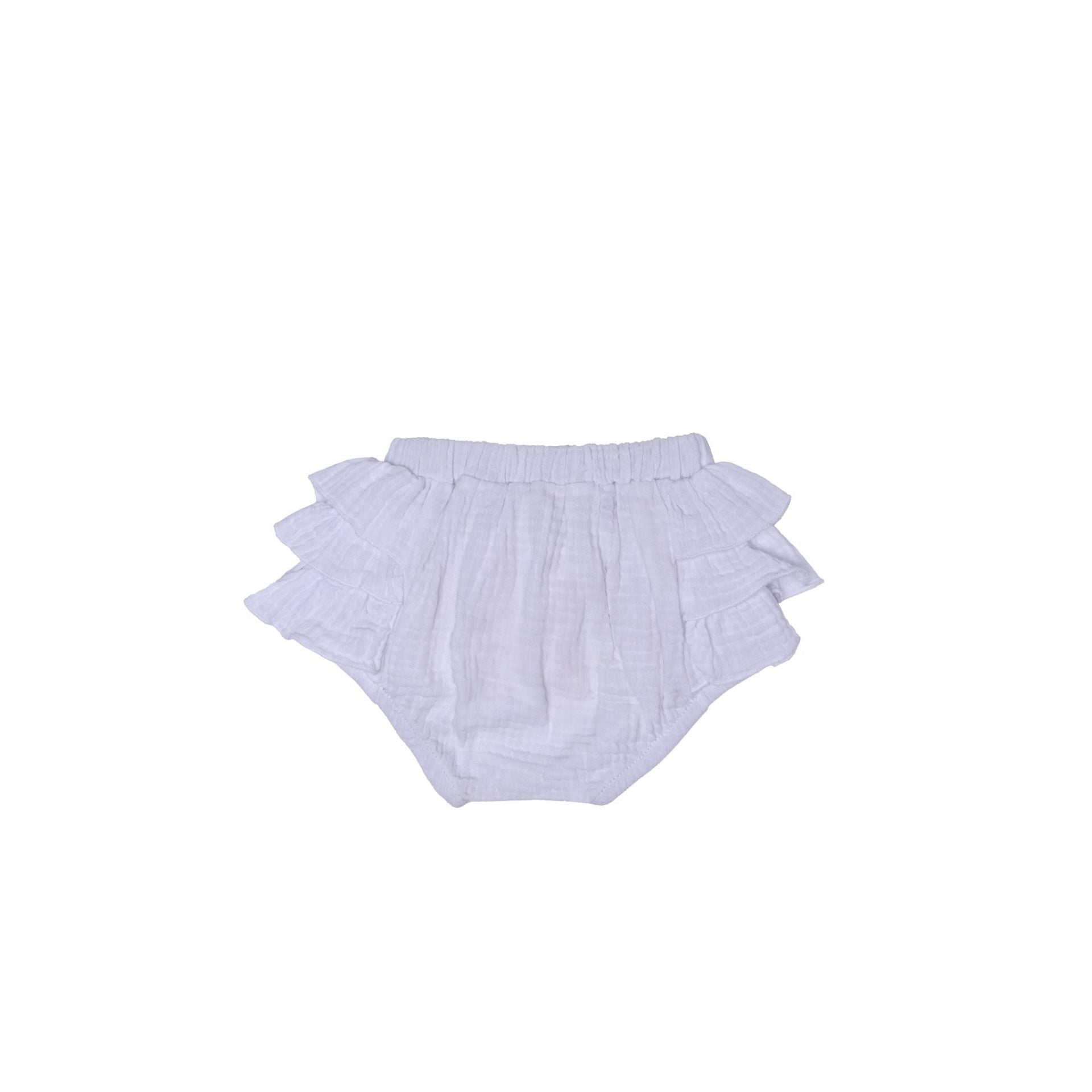 Bloomer froufrou volants bébé BB&CO gaze coton blanc