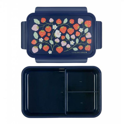 Boite à lunch bento A Little Lovely Compagny bleu fraises