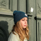 Bonnet coton bio Poule Party vert bleu raccoon