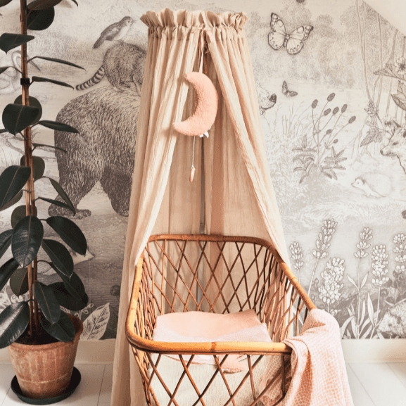 CIel de lit vintage berceau bébé Jollein 155 cm biscuit