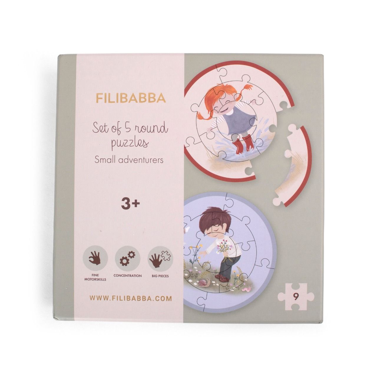 Coffret 5puzzles ronds Filibabba Les petits aventuriers