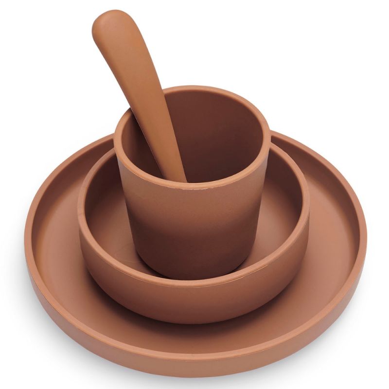 Coffret repas bébé silicone Jollein Caramel