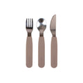 Ensemble couverts silicone acier enfant Filibabba taupe