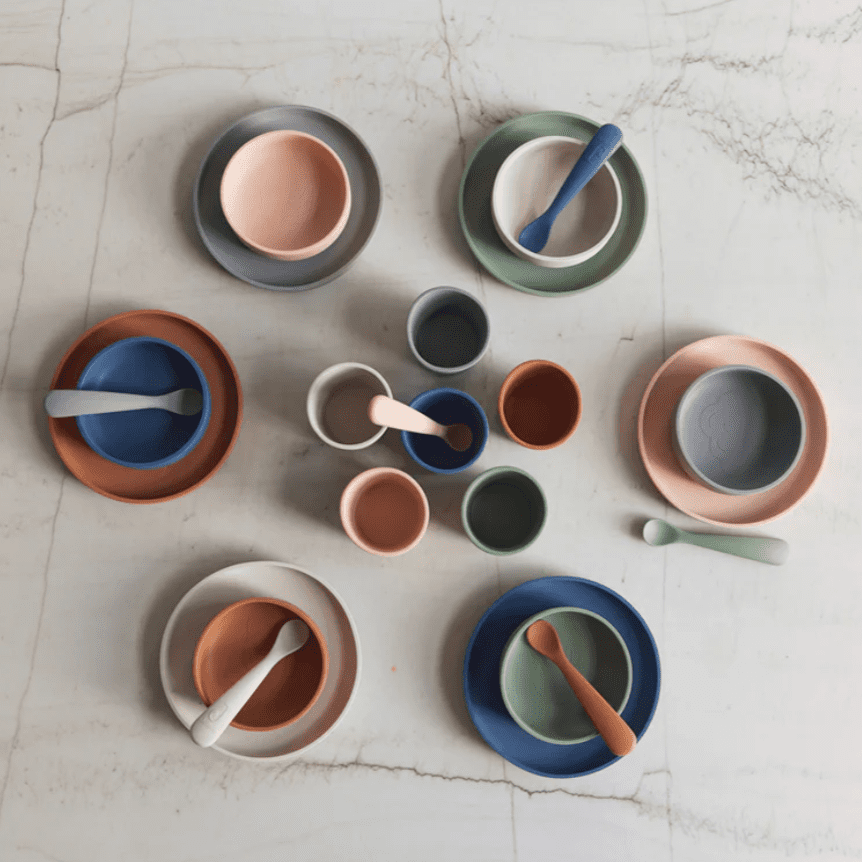 Coffret repas bébé silicone Jollein Storm Grey