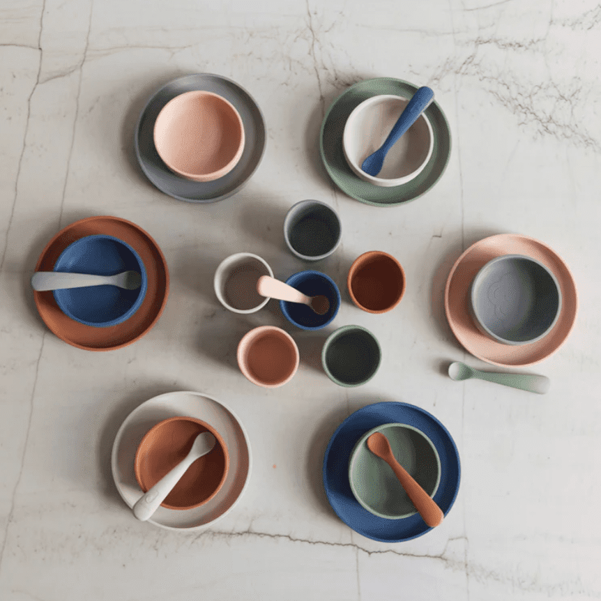 Coffret repas bébé silicone Jollein Caramel