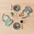 Coffret repas bébé silicone Jollein Storm Grey