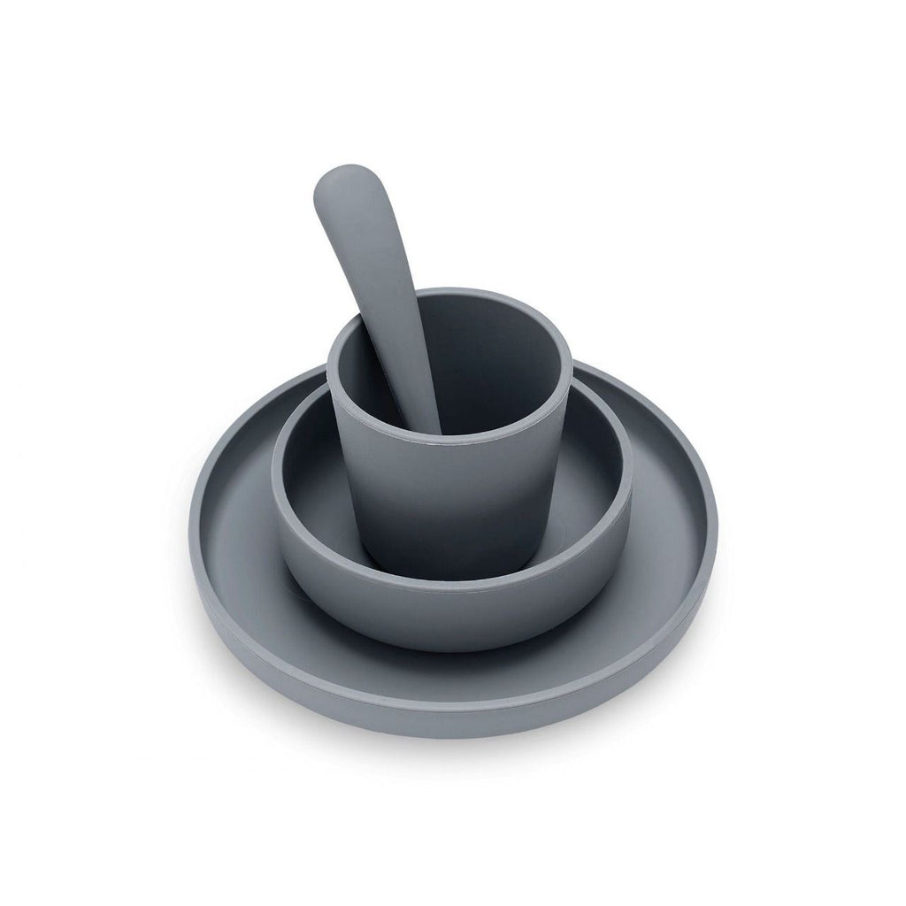 Coffret repas bébé silicone Jollein Storm Grey