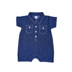 Combishort col chemise bébé BB&CO chambray bleu jean