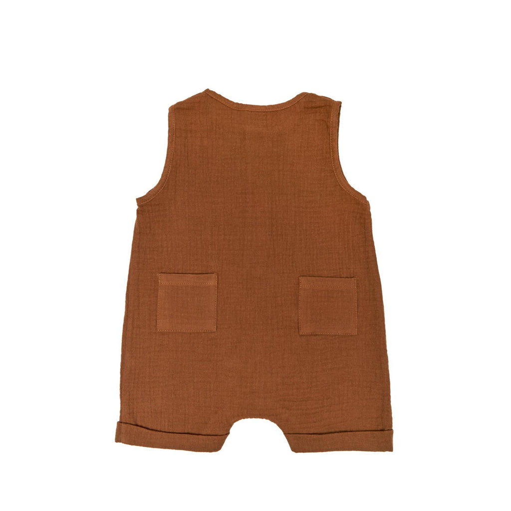 Combishort sans manches bébé BB&CO gaze coton havane