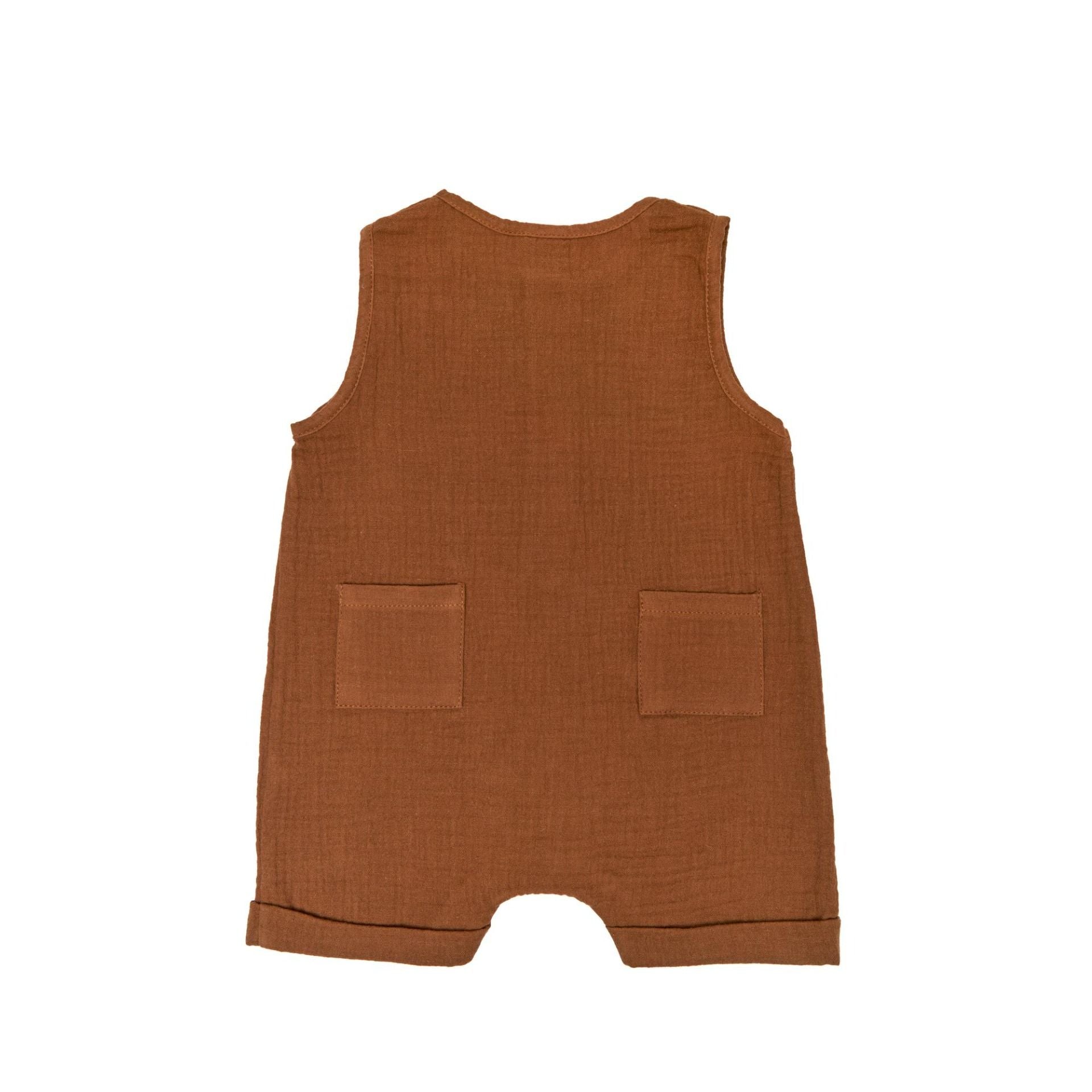 Combishort sans manches bébé BB&CO gaze coton havane