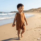 Combishort sans manches bébé BB&CO gaze coton havane