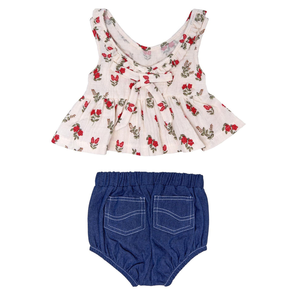 Ensemble blouse et short bébé fille BB&CO fleurie jean