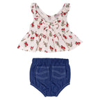 Ensemble blouse et short bébé fille BB&CO fleurie jean