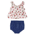 Ensemble blouse et short bébé fille BB&CO fleurie jean