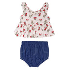 Ensemble blouse et short bébé fille BB&CO fleurie jean