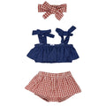 Ensemble top, short et bandeau fille BB&CO vichy jean