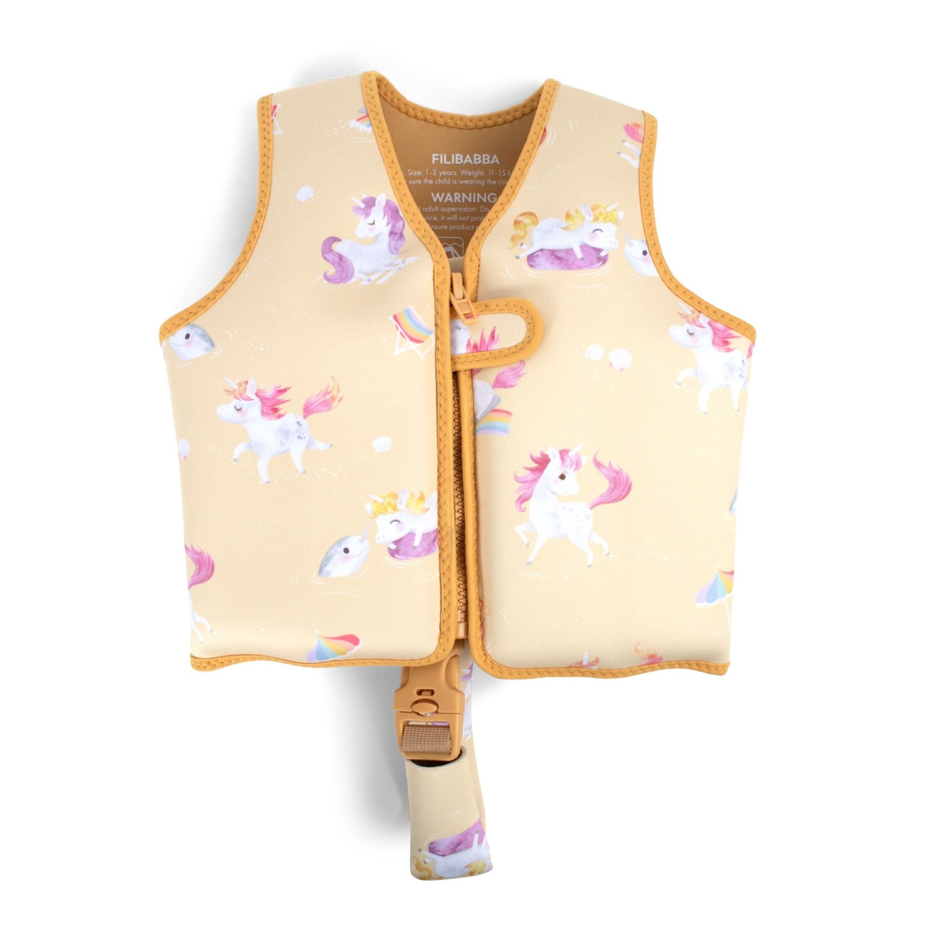 Gilet de natation enfant Filibabba Licornes jaune