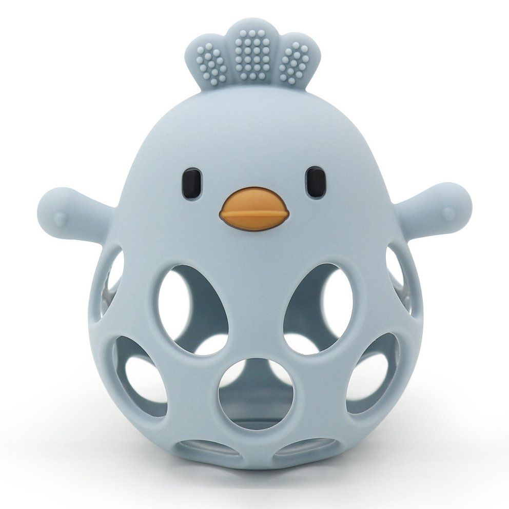 Balle de dentition bébé poussin en silicone Magni bleu