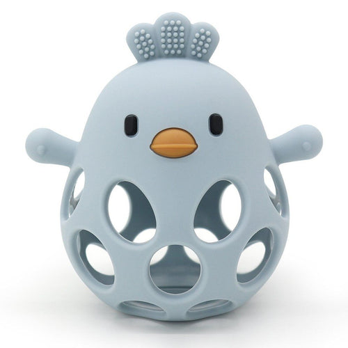 Balle de dentition bébé poussin en silicone Magni bleu