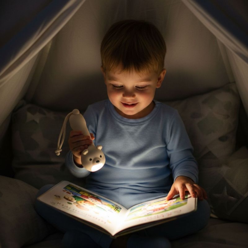 Lampe torche enfant en silicone Little L ours blanc