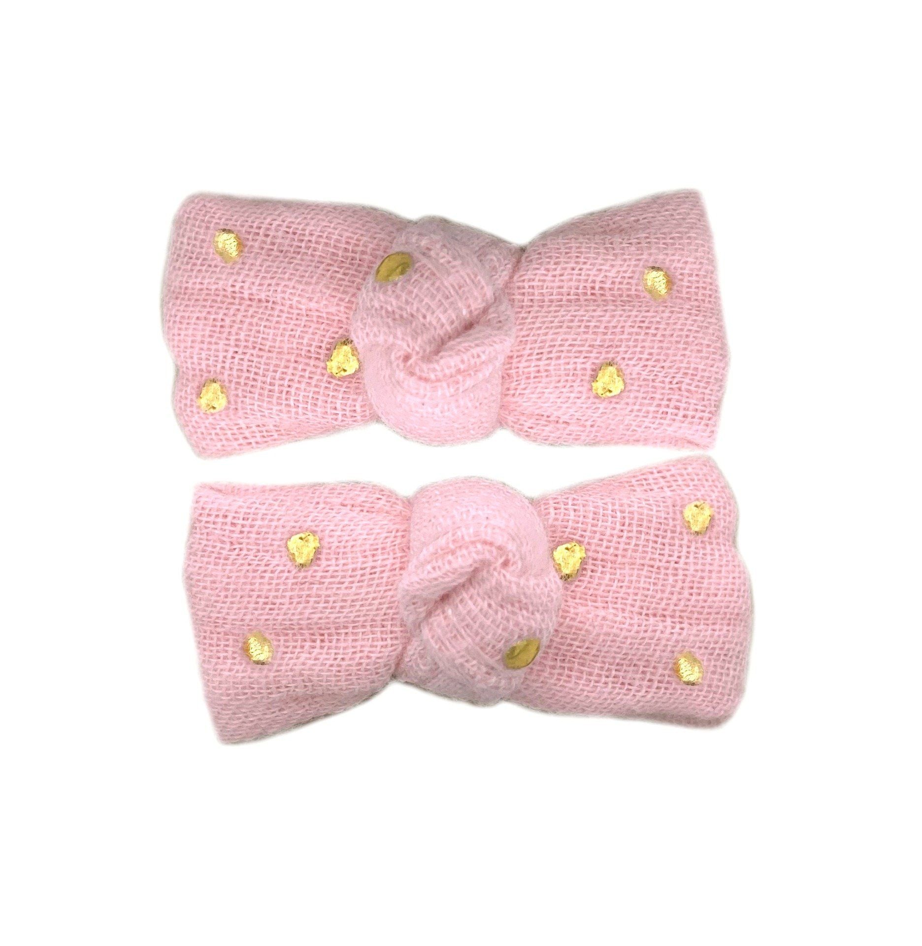 Lot 2 barrettes cheveux bébé fille gaze de coton BB&CO