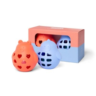 2 hochets en silicone sonore Little L ours et pinguin