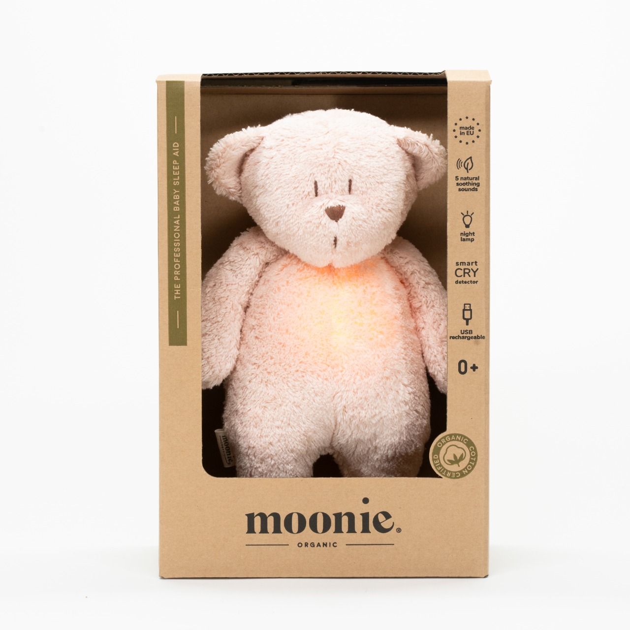 peluche ours vintage Moonie 2.0 sons & lumières rose