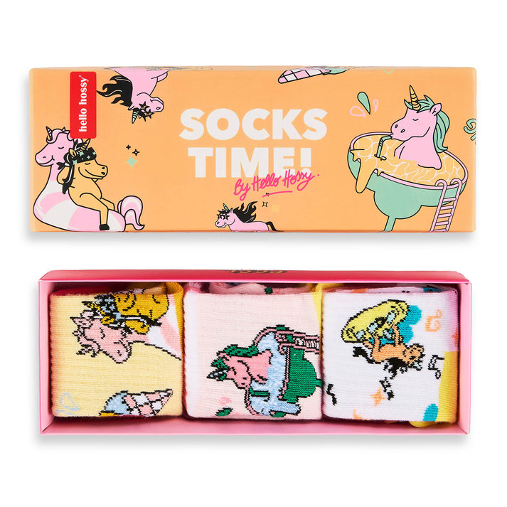 Coffret cadeau chaussettes enfant Hello Hossy Unicorn