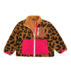 Veste polaire enfant fille Hello Hossy Léopard rose