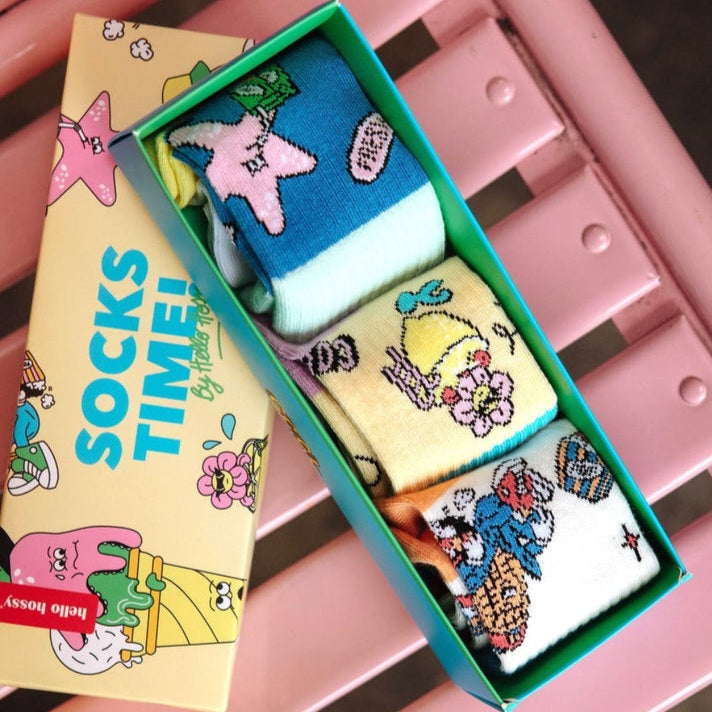 Coffret cadeau chaussettes enfant Hello Hossy Summer Squad