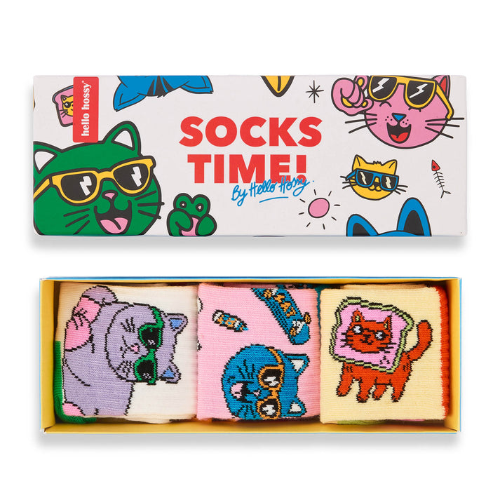Coffret cadeau chaussettes enfant Hello Hossy cats
