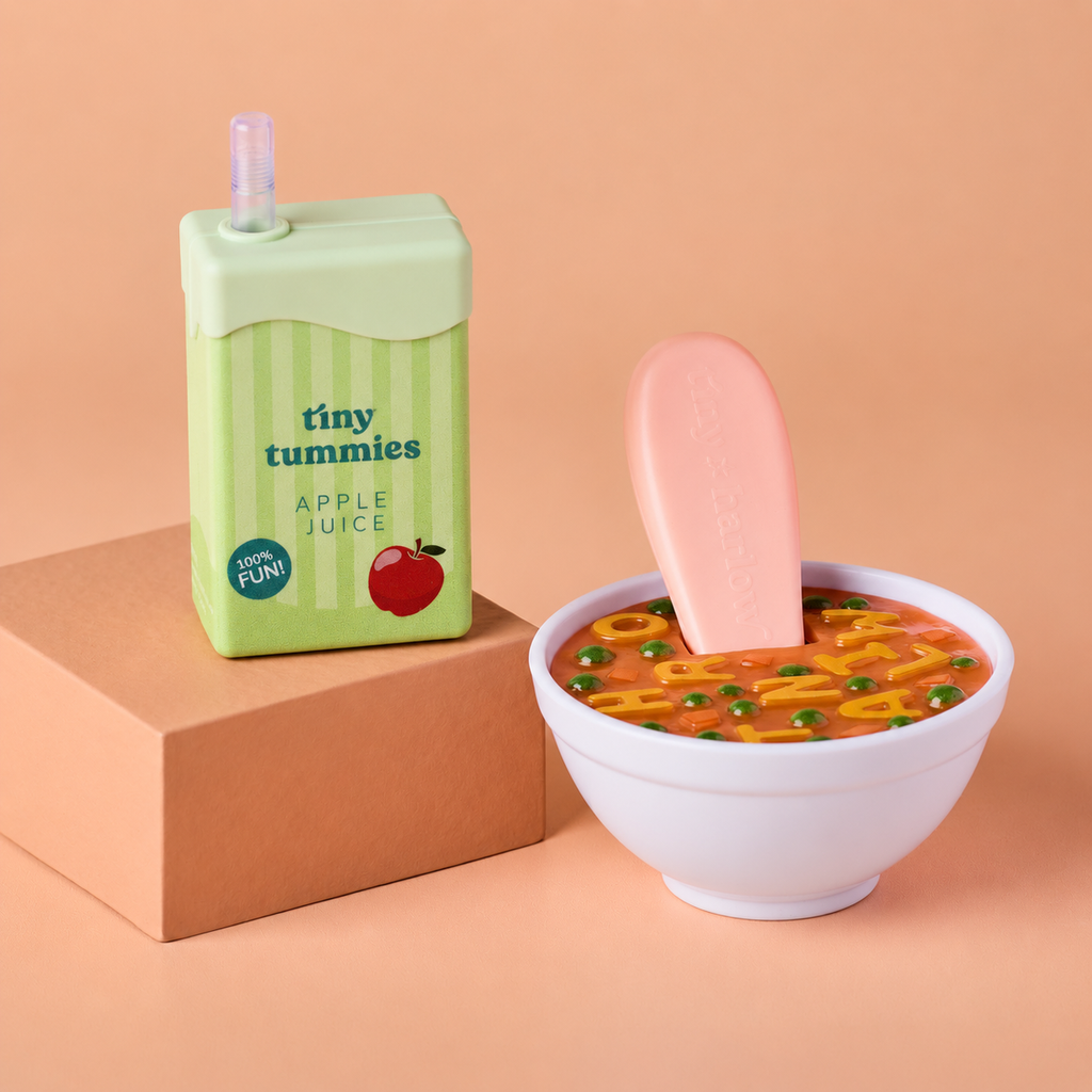 Lot jus pomme et soupe magique pour poupée Tiny Harlow