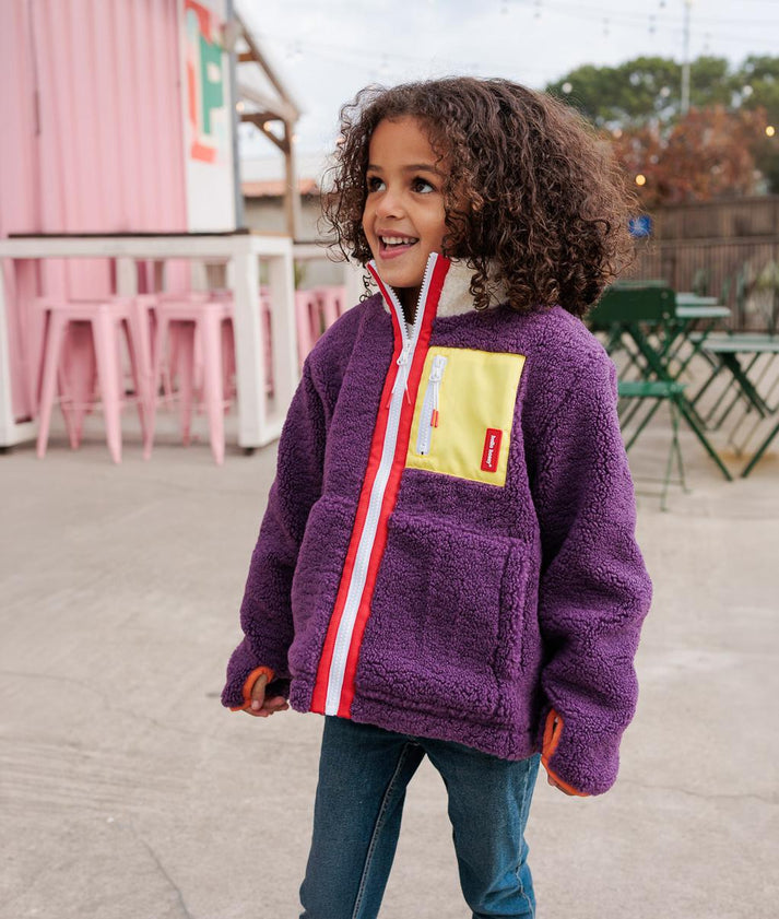 Veste polaire enfant fille Hello Hossy prune