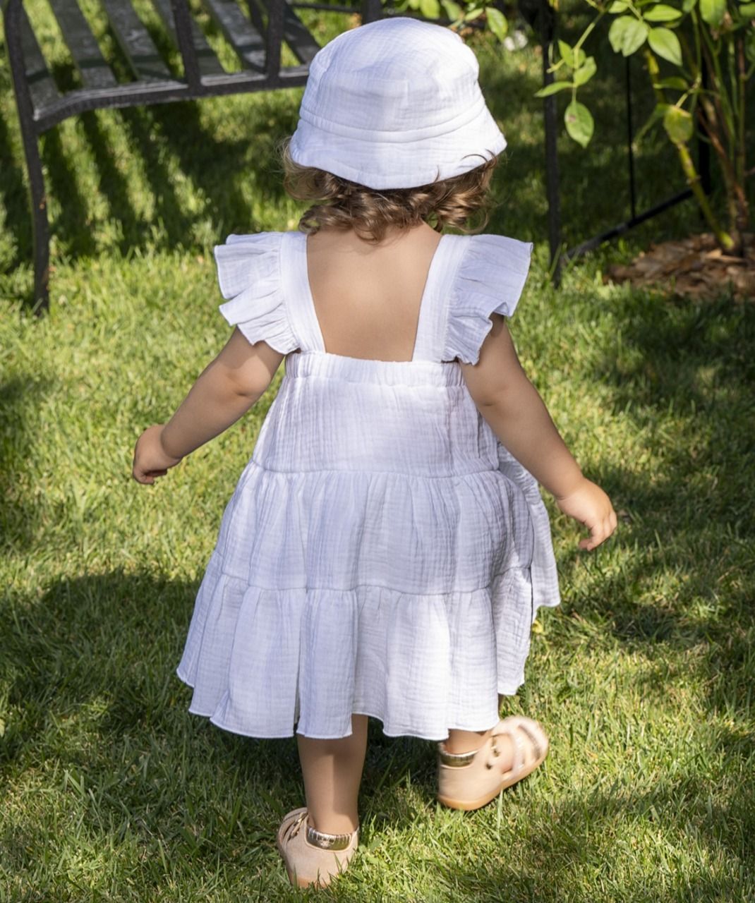 Chapeau bob bébé gaze de coton bio BB&CO blanc