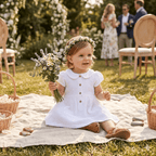 Robe été bébé fille col claudine BB&CO gaze coton blanc