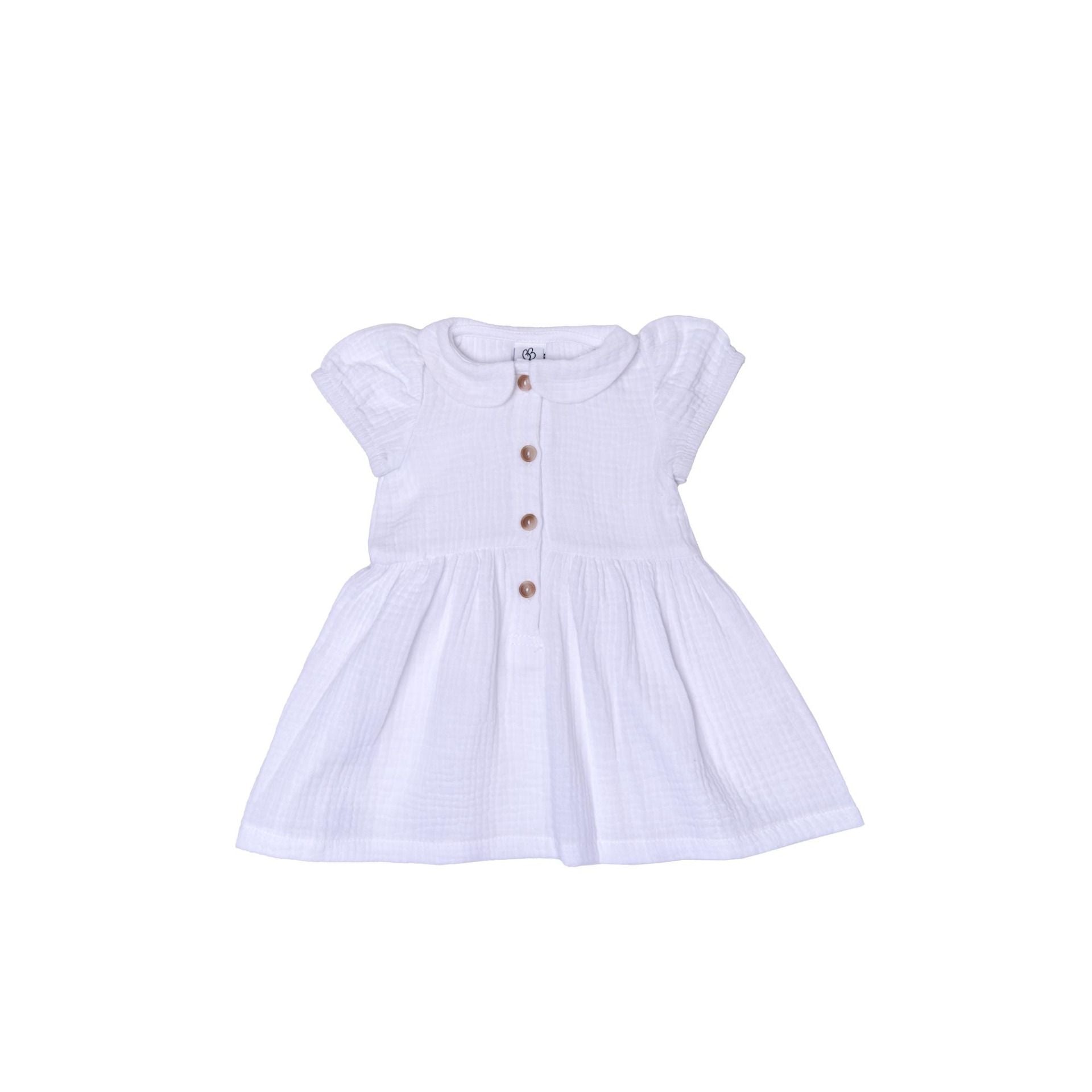 Robe été bébé fille col claudine BB&CO gaze coton blanc