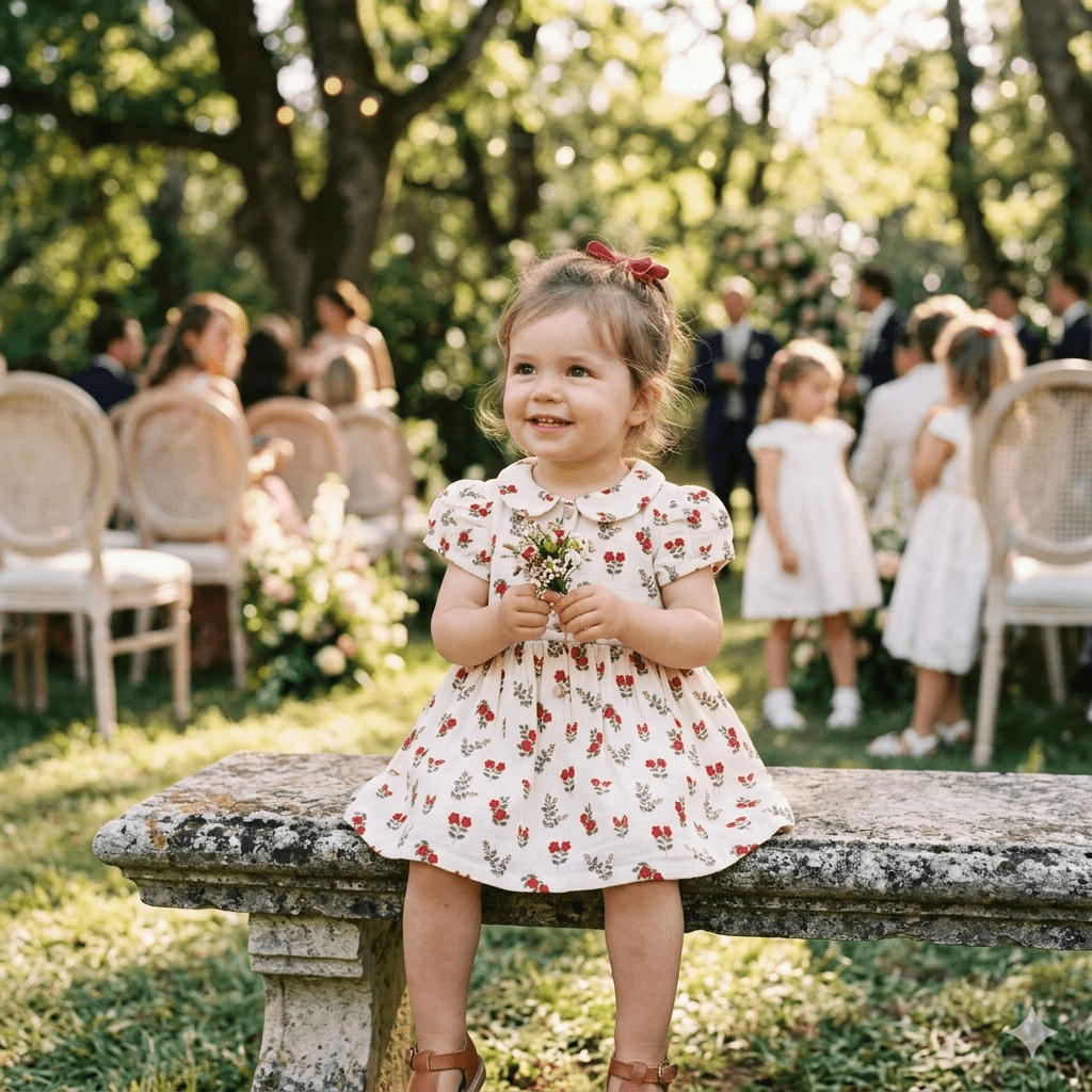 Robe été bébé fille col claudine BB&CO gaze coton fleur