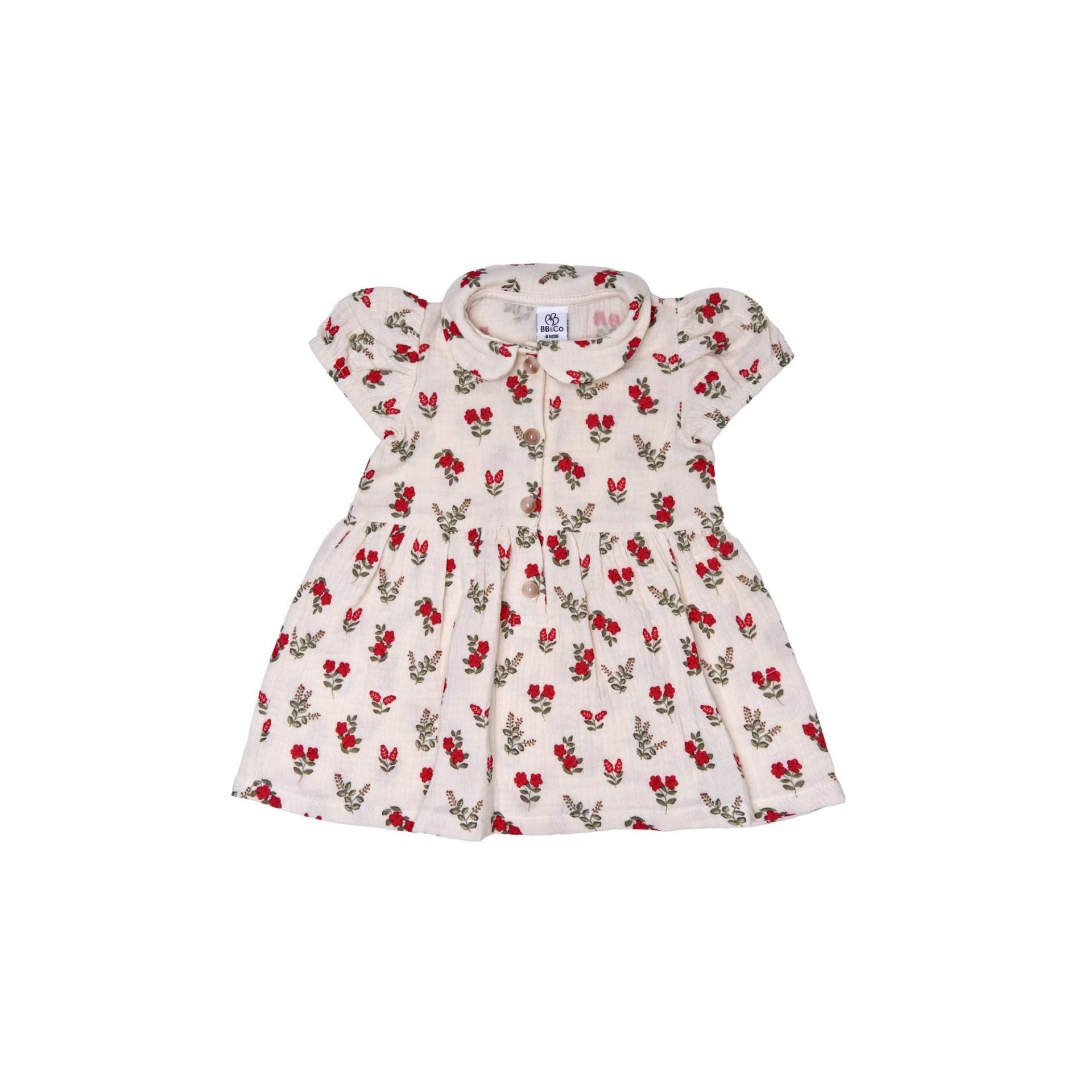 Robe été bébé fille col claudine BB&CO gaze coton fleur