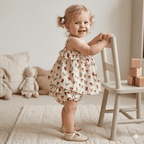 Robe évasée bretelles bébé fille BB&CO fleurs rouges